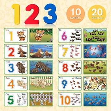 Animal Numbers and Alphabets Flash Cards for Toddlers Age 2 3 4 Years Old, Wooden Letters & Numbers Flashcards ABC Montessori Toys, Preschool Educational Learning Puzzles for Kids