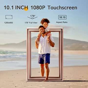 Canupfarm Digital Picture Frame, Smart WiFi 10.1 Inch Digital Photo Frame with 1280 x 800 IPS Touchscreen, 16GB Storage, Auto-Rotate, Wall Mountable, Motion Sensor, Share Moments via Frameo APP