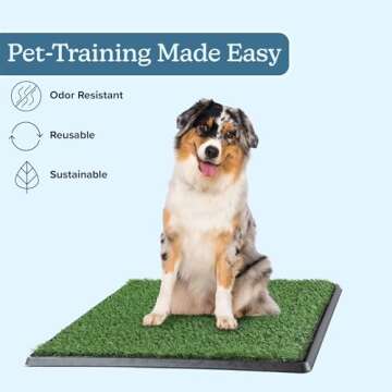 Artificial Grass Puppy Pee Pad for Dogs and Small Pets - 20x25 Reusable 3-Layer Training Potty Pad with Tray - Dog Housebreaking Supplies by PETMAKER