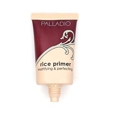 Palladio Rice Primer, Formulated with Natural Rice, Controls Oil on Your Skin and Locks in Makeup, Lightweight with a Smooth Matte Finish, Reduces Facial Shine, for All Skin Types, Beige, 0.71 Fl Oz