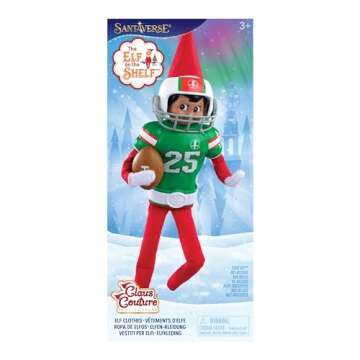 The Elf on the Shelf Claus Couture Touchdown Tidings Set - Help Your Scout Elf Find Their Inner Athlete-Includes Molded Muscle Shirt, elf-Sized Helmet and Mini Football!