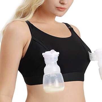 Momcozy Hands Free Pumping Bra, Adjustable Breast-Pumps Holding and Nursing Bra, Suitable for Breastfeeding-Pumps by Lansinoh, Philips Avent, Spectra, Evenflo and More(Black,X-Small)