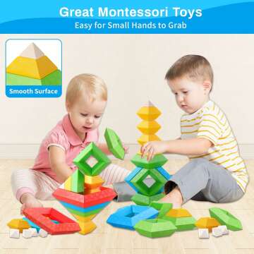 Montessori Toys for 1 2 3 4 Year Old Boys Girls Toddlers Preschool Learning Activities 30Pcs Building Blocks Stacking Educational Toys STEM Sensory Toys Gifts for Kids Age 1-2 2-4