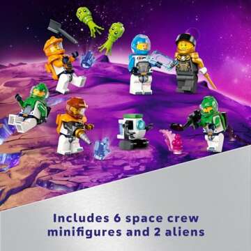 LEGO City Space Base and Rocket Launchpad, Planet Exploration Toy, Building Kit for Creative Role Play, Rocket Ship Toy for Kids Ages 8 Plus, 6 Minifigures, Robot and 2 Alien Action Figures, 60434