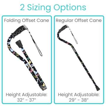 Vive Walking Cane for Women, Men, Elderly - Patented Offset Grip - Lightweight Adjustable Walking Aid with a Non-Slip Tip - Sturdy Balancing Mobility Aid for Seniors