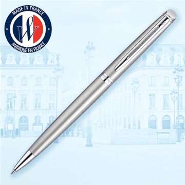 Waterman Hémisphère Ballpoint Pen Stainless Steel with Chrome Trim Medium Point Blue Ink Gift Box