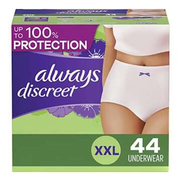 Always Discreet Adult Incontinence & Postpartum Underwear For Women, Size Xxl, Maximum Absorbency, Disposable, 22 x 2 Packs (44 Count total) (Packaging May Vary)