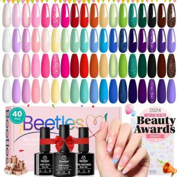 beetles Gel Polish Set 36 Colors Verse of Flower Collection Summer Neon Nail Polish Pink Green Red Iridescent Gel Polish with 3Pcs Base Top Coat Soak off Uv Lamp & Nail Art Stickers Gifts for Women
