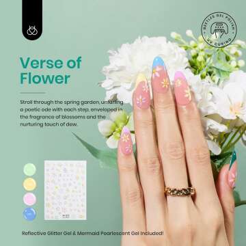 beetles Gel Polish Set 36 Colors Verse of Flower Collection Summer Neon Nail Polish Pink Green Red Iridescent Gel Polish with 3Pcs Base Top Coat Soak off Uv Lamp & Nail Art Stickers Gifts for Women