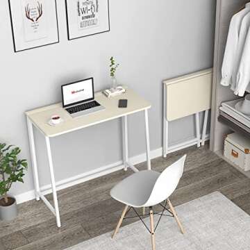 WOHOMO Folding Desk, Small Foldable Desk 31.5" for Small Spaces, Space Saving Computer Table Writing Workstation for Home Office, Easy Assembly, Oak