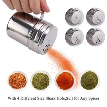 Accmor 9oz Salt and Pepper Shakers with Adjustable Pour Holes, Stainless Steel Dredge Shaker, Seasoning Spice Shakers for Salt Pepper Cinnamon Sugar Flour