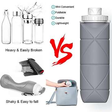 SPECIAL MADE Collapsible Water Bottles Cups Leakproof Valve Reusable BPA Free Silicone Foldable Travel Water Bottle Cup for Gym Camping Hiking Travel Sports Lightweight Durable (grey)