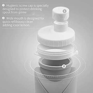 SPECIAL MADE Collapsible Water Bottles Cups Leakproof Valve Reusable BPA Free Silicone Foldable Travel Water Bottle Cup for Gym Camping Hiking Travel Sports Lightweight Durable (grey)