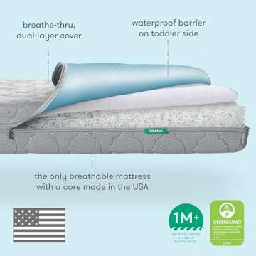 Newton Baby Crib Mattress and Toddler Bed - Waterproof - Ultra-Breathable Proven to Reduce Suffocation Risk, 100% Washable, Better Than Organic, 2-Stage Removable Cover, Deluxe 5.5" Thick Grey