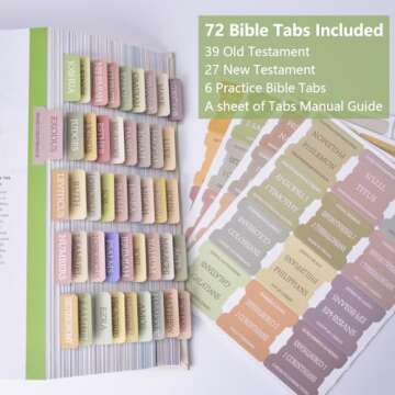 Bible Tabs, 72 Laminated Bible Tabs for Women and Men Study Bible, Easy to Read and Apply, Bible Index Tabs, Large Print Bible Book Tabs, Bible Study Supplies (Boho Theme)