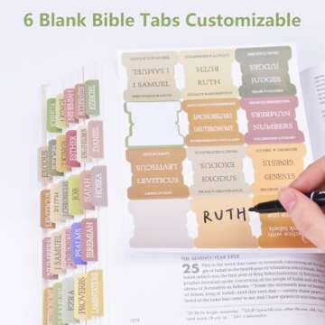 Bible Tabs, 72 Laminated Bible Tabs for Women and Men Study Bible, Easy to Read and Apply, Bible Index Tabs, Large Print Bible Book Tabs, Bible Study Supplies (Boho Theme)