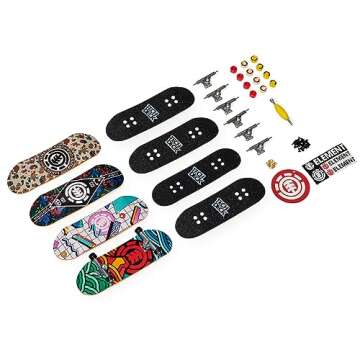 TECH DECK, Ultra DLX Fingerboard 4-Pack, Element Skateboards, Collectible and Customizable Mini Skateboards, Kids Toy for Ages 6 and up