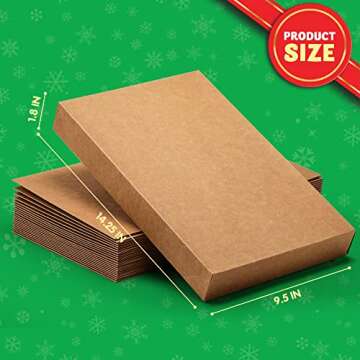 JOYIN 12PCS Christmas Shirt Gift Boxes with Lids for Presents, 14.25" x 9.5" x 1.8" Brown Kraft Clothes Gifts Wrap Boxes with Tissue Paper for Sweater, Robe, Xmas, Holidays, Father's Day, Birthdays