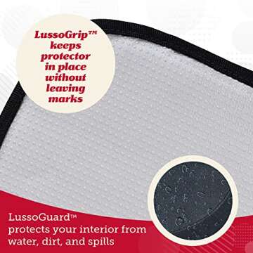 Lusso Gear Car Seat Protector for Baby Car Seat - Thick Padding - Seat Protector Under Baby Car Seat with 2 Mesh Storage Pockets - Black Waterproof Baby Car Seat Protector - Non-Slip Padded Backing