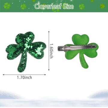 Totelux St. Patrick's Day Shamrock Hair Clips Sequins Hair Pins Irish Green Clover Hair Barrettes Glitter Alligator Clips for Women Girls Hair Accessories Holiday Party Supplies Gift 4PCS