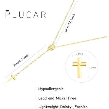 plucar Cross Necklace for Women - Gold Necklace for Women Necklaces for Women Layered Gold Necklaces for Women Gold Jewelry for Women Non Tarnish | Zircon | Bead | Y | Rosary