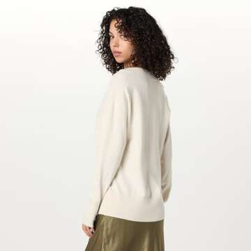 The Drop Women’s Maye Essential V-Neck Sweater - Chic Whisper White Style