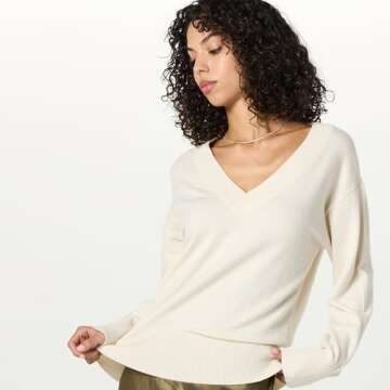 Chic Whisper White V-Neck Sweater for Women