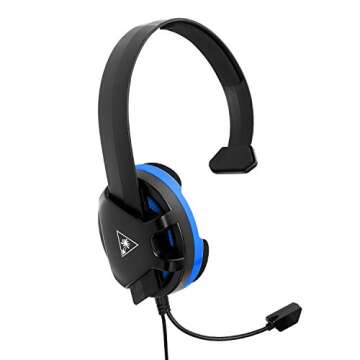 Turtle Beach Recon Chat PlayStation Headset – PS5, PS4, Xbox Series X|S, Xbox One, Nintendo Switch, Mobile & PC with 3.5mm – Glasses Friendly, High-Sensitivity Mic – Black/Blue