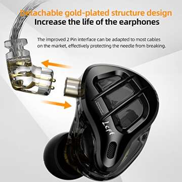 KZ ZAR in-Ear Monitor 7BA+1DD Hybrid 8 Drivers Earbuds HiFi Bass Noise Isolation Earphones, Clarity in All Frequency Stereo Sound Comfortable Headphones for Audio Engineers, Musicians(No Mic)