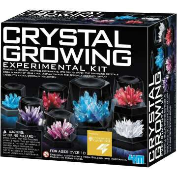 4M Crystal Growing Science Experimental Kit - 7 Crystal Science Experiments with Display Cases - Easy DIY STEM Toy Lab Experiment Specimens, Educational Gift for Kids, Teens, Boys & Girls