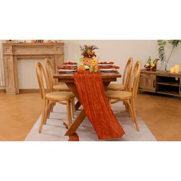 Fall Thanksgiving Table Runner 120 Inch - Terracotta