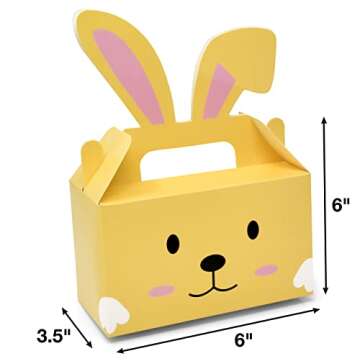 Gift Boutique 24 Pack Easter Treat Boxes Bunny Cardboard Favor Boxes with Handle Bunnies Rabbit Ears Basket Containers Cookie Goody Box Holder for Spring Kids School Classroom Party Decorations