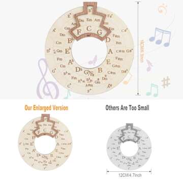 Round Melody Chord Tool, 6.3 inches Circle of Fifths Wheel Melody Tool, Large Size Notes Chords Key Signature for Musicians, Songwriters, Musical Beginners