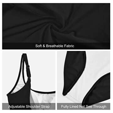 American Trends Womens Swimsuits One Piece Tummy Control Bathing Suit for Women Sexy Slimming Swimsuit Black S