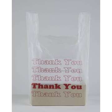 SSWBasics White Thank You Bags Case of 1000-11 ½” x 6" x 21" - Thickness .48mil HDPE- Standard Supermarket Size, Perfect for Grocery, Retail, Convenience Stores, Take-Out and Home Use