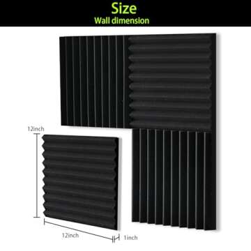 24 Pack Sound Proof Foam Panels for Walls 12x12x1 Inches, Wedges Acoustic Panels Sound Absorbing, Acoustic Foam Panels for Recording Studio, Home, Office