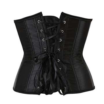 Women's Plus Size Underbust Corset Bustier Top Waist Training Cincher Corsets X-Small Black