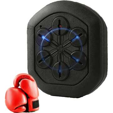 AA-SS Smart Music Boxing Machine with Boxing Gloves, Multi Musical Target Boxing Reaction Wall Targets,hit The Target According to The Music and Lighting