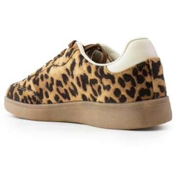 RF ROOM OF FASHION Women's Trendy Comfortable Low Top Retro Fashion Sneakers Flats (Leopard, Size 6)