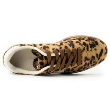 RF ROOM OF FASHION Women's Trendy Comfortable Low Top Retro Fashion Sneakers Flats (Leopard, Size 6)