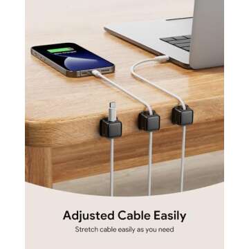 8 Pack Magnetic Cord Organizer, Cable Smooth Adjustable Easy Secure Cable Management, Wire Holder Keeper Organizer, Hide Or Organize Phone USB Charger Cable for Home,Office,Car,Desk,Nightstand