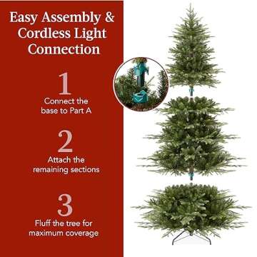 Best Choice Products 6ft Pre-Lit Artificial Aspen Christmas Tree, Noble Holiday Décor w/ 1,350 Branch Tips, 2-in-1 Multicolor LED Lights, Cordless Connection, Metal Stand