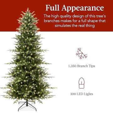 Best Choice Products 6ft Pre-Lit Artificial Aspen Christmas Tree, Noble Holiday Décor w/ 1,350 Branch Tips, 2-in-1 Multicolor LED Lights, Cordless Connection, Metal Stand