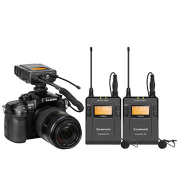 Lavalier Wireless Microphone System for News Gathering Vlog, Saramonic 96-Channel UHF Lapel Mic for Interview Podcast DSLR & Camcorder Video Sony RX0 YouTube Facebook Livestream