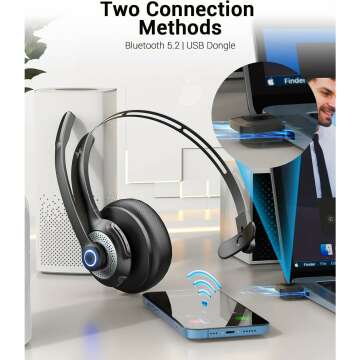 Bluetooth V5.2 Wireless Headset with Microphone