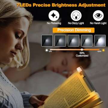 HIONXMGA Book Reading Light with 3 Amber Colors