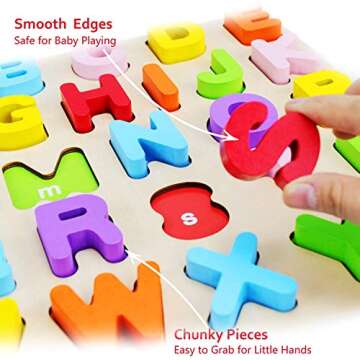 Alphabet Puzzle, WOOD CITY ABC Letter & Number Puzzles for Toddlers 1 2 3 Years Old, Preschool Learning Toys for Kids, Educational Name Puzzle Present for Boys and Girls (2 Pack)