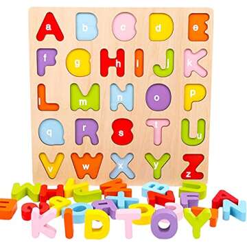 Alphabet Puzzle, WOOD CITY ABC Letter & Number Puzzles for Toddlers 1 2 3 Years Old, Preschool Learning Toys for Kids, Educational Name Puzzle Present for Boys and Girls (2 Pack)