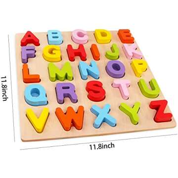 Alphabet Puzzle, WOOD CITY ABC Letter & Number Puzzles for Toddlers 1 2 3 Years Old, Preschool Learning Toys for Kids, Educational Name Puzzle Present for Boys and Girls (2 Pack)