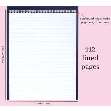 Kate Spade New York Small College Ruled Notebook, Top Spiral Notebook with 112 Pages, 8.5" x 5.5" Writing Pad, Spring Plaid